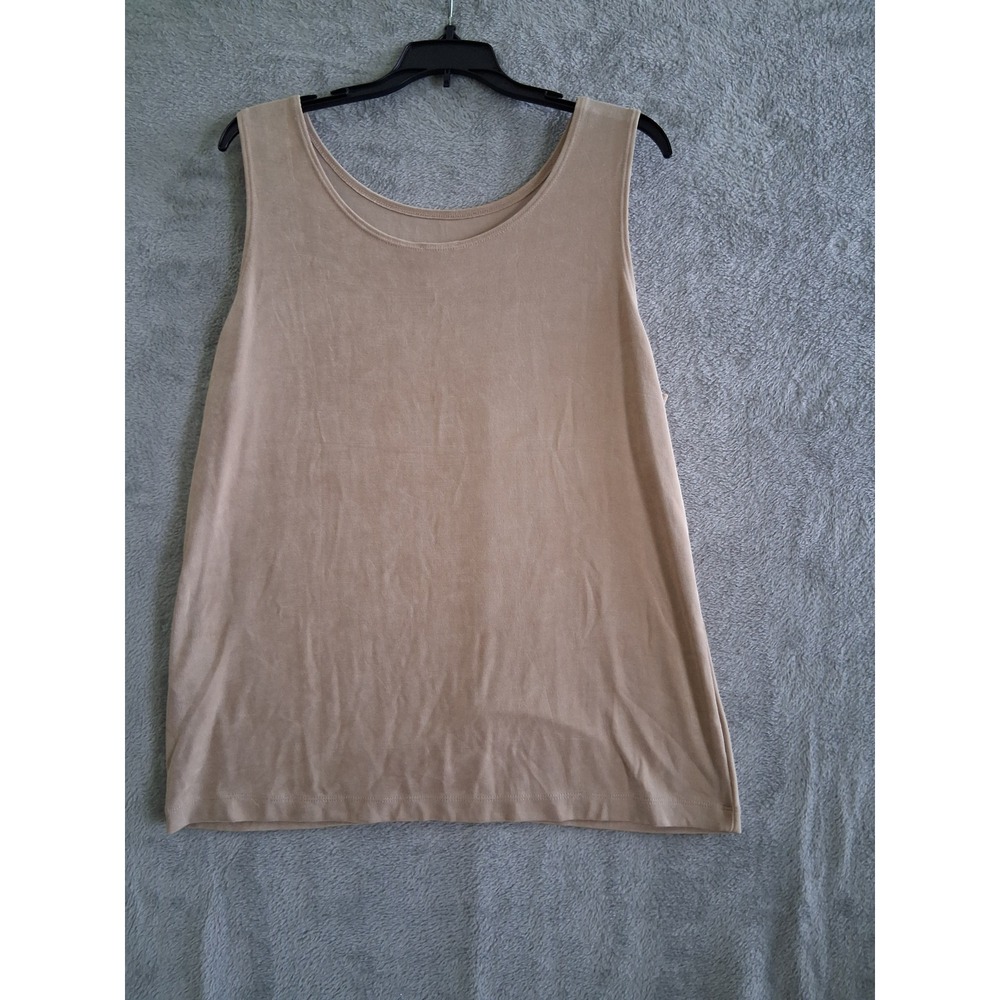 Chicos Travelers Tank Top 3 Xl Tan Neutral Scoop Neck Slinky Career Minimalist